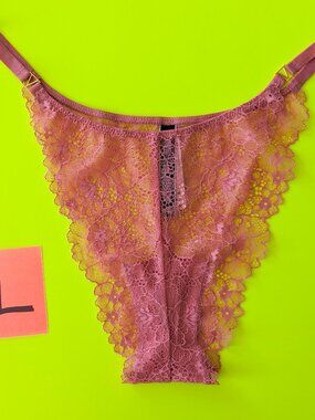 Victoria's Secret Luxe Very Sexy Size L Orange Lace Brazilian Panty